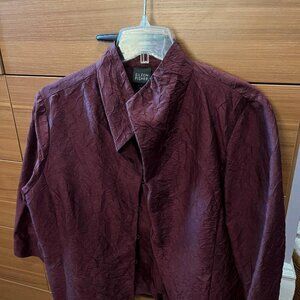Eileen Fisher cropped crepe jacket, Maroon, L